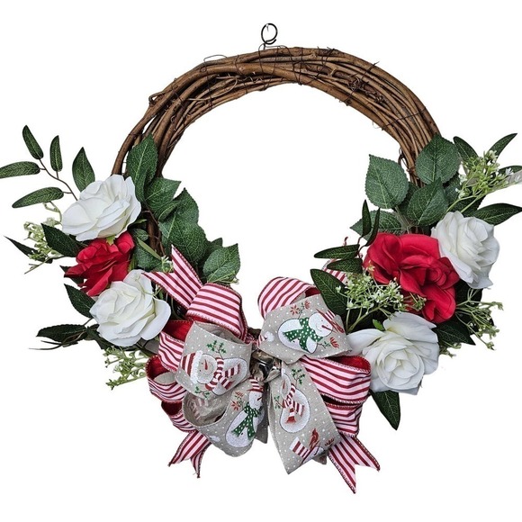 Christmas Snowman Wreath, Snowman Wreath, Winter Wreath, Christmas Wreath - Picture 1 of 6
